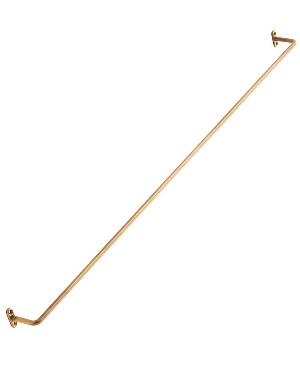 A large solid brass hanging towel rail, on a white background.