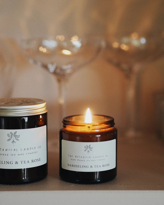 Darjeeling and Tea Rose scented soy candle by The Botanical Candle Co.