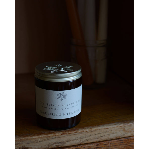 Darjeeling and Tea Rose scented soy candle by The Botanical Candle Co. Medium 180ml.