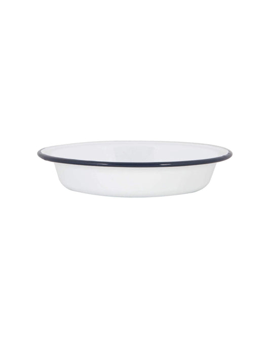 Enamel serving dish or fruit bowl, on a white background.