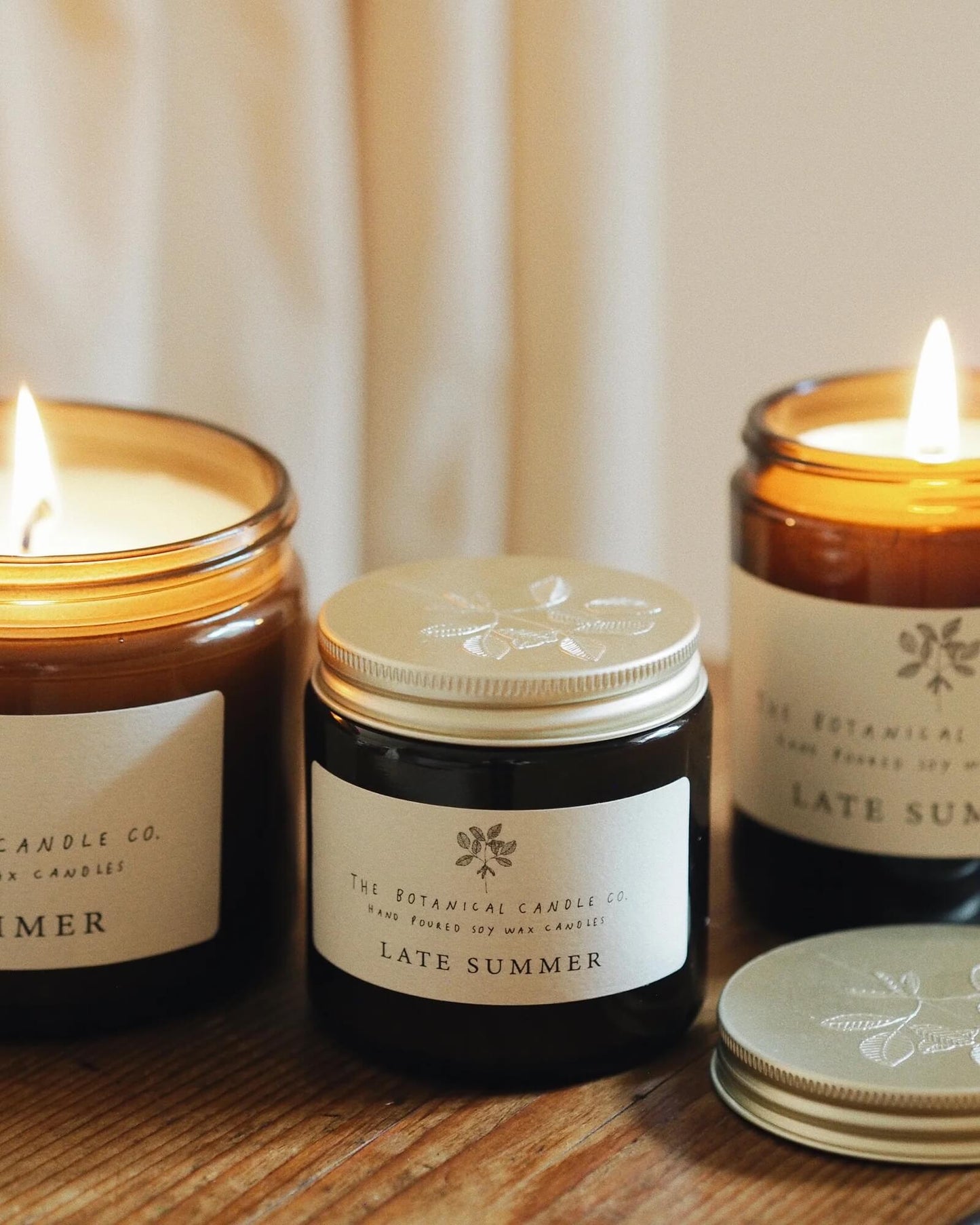 Late Summer scented soy wax candle by The Botanical Candle Co.