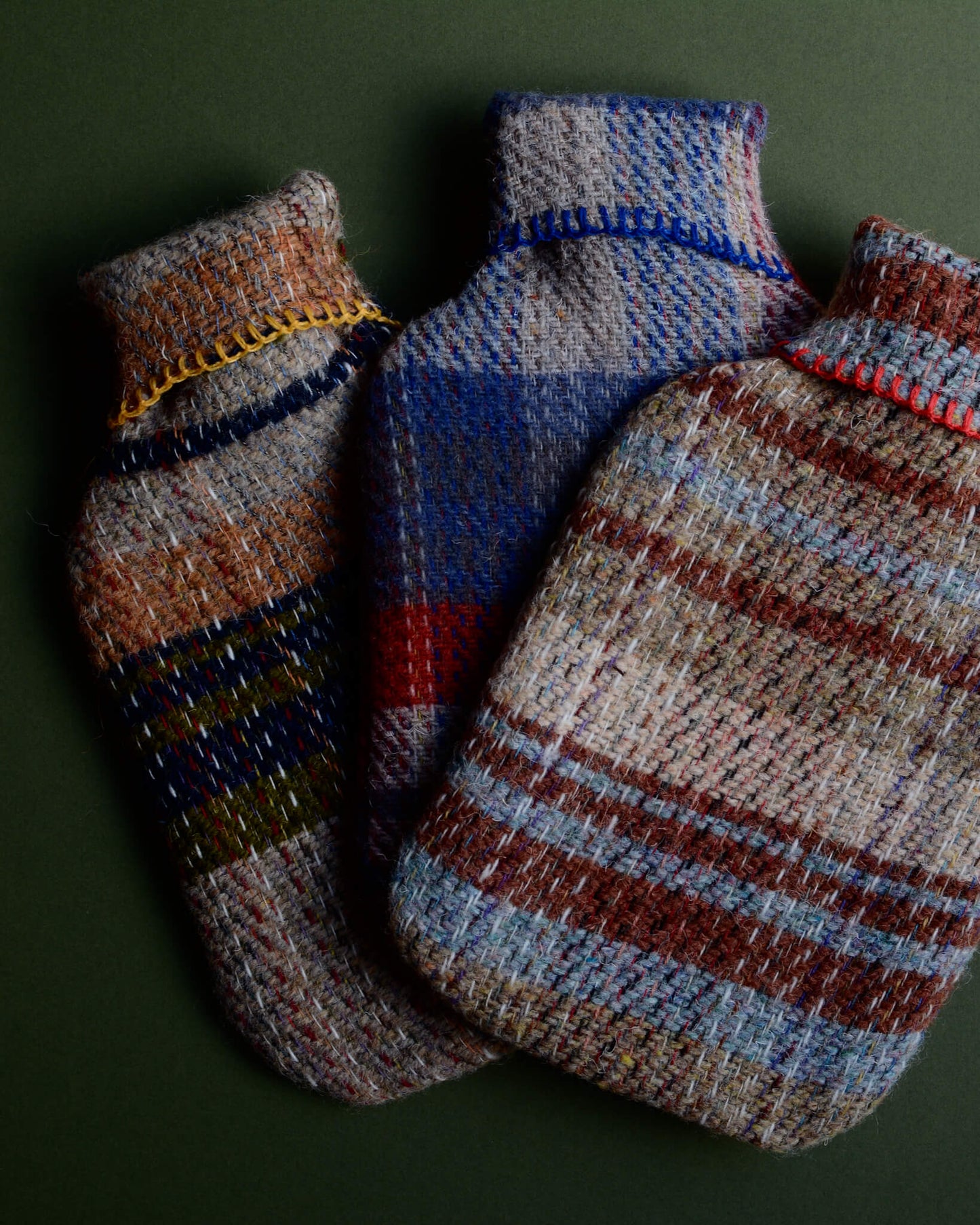 Recycled wool hot water bottle, various colours.