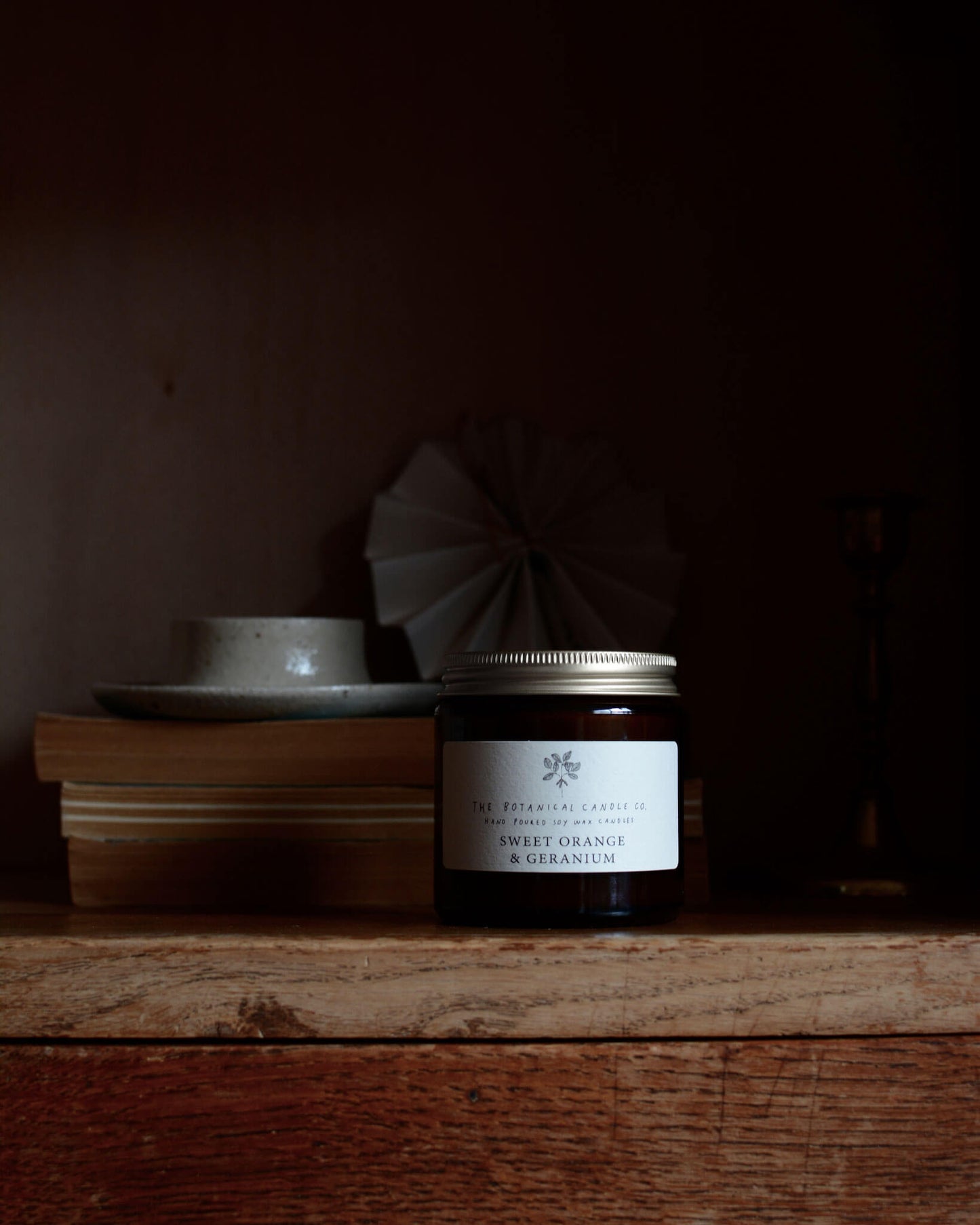 Sweet Orange and Geranium soy wax candle by The Botanical Candle Co.