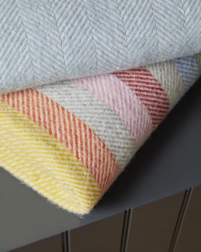 British Pure Wool Stripe Blanket Rainbow