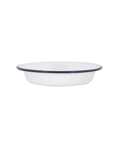 Enamel serving dish or fruit bowl, on a white background.