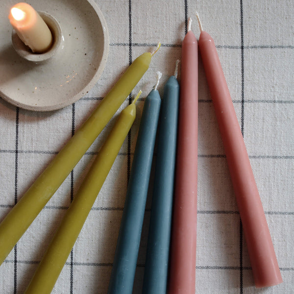 Colourful Beeswax Dinner Candles