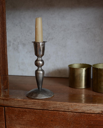 Hammered Silver Candle Holder