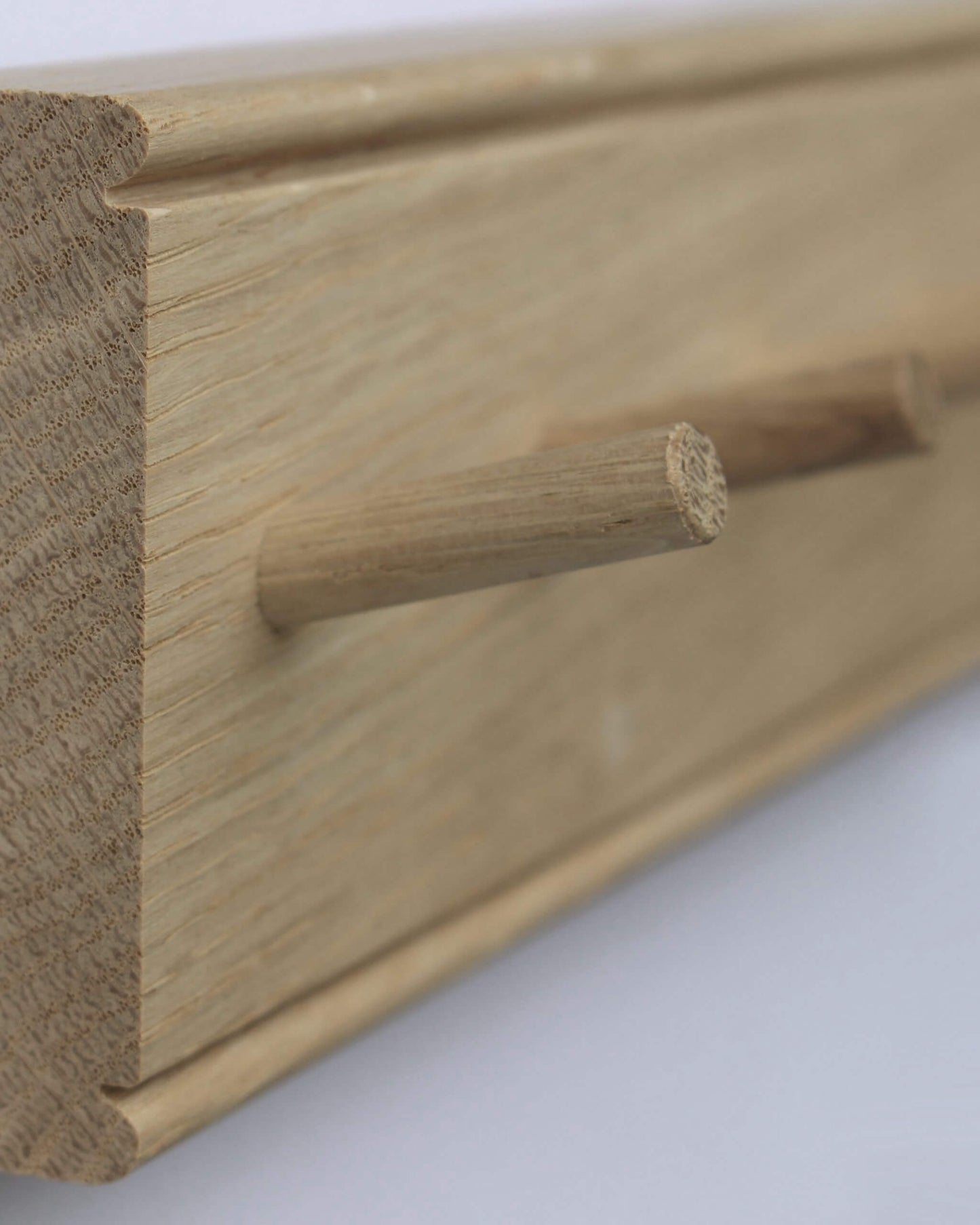 Detail of an solid oak key rack by Creamore Mill