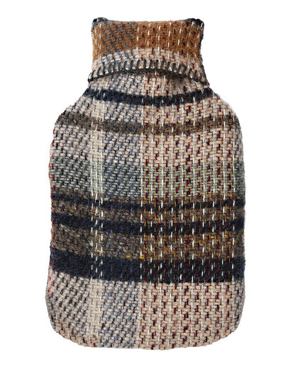 A recycled wool hot water bottle, on a white background.