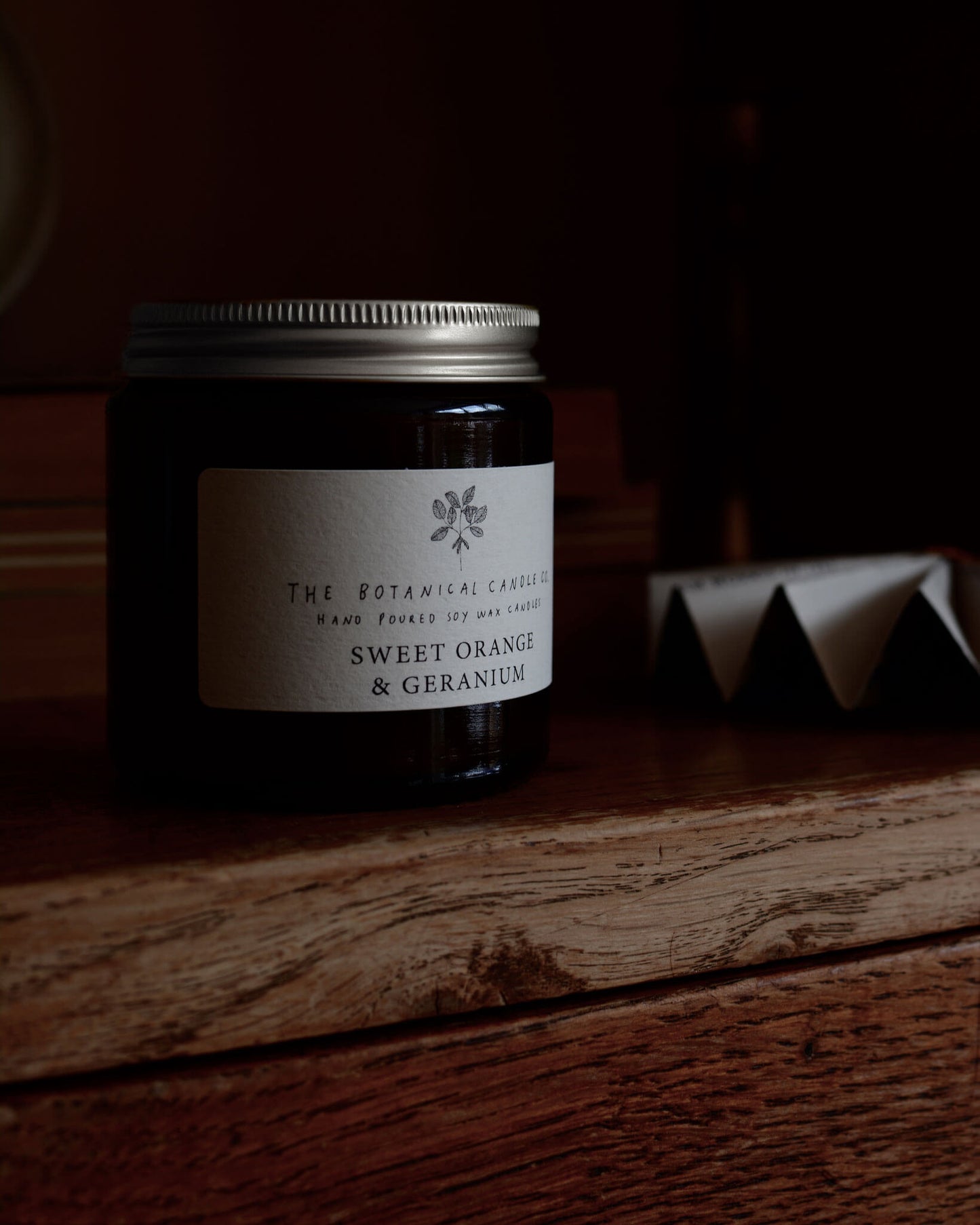 Sweet Orange and Geranium soy wax candle by The Botanical Candle Co.