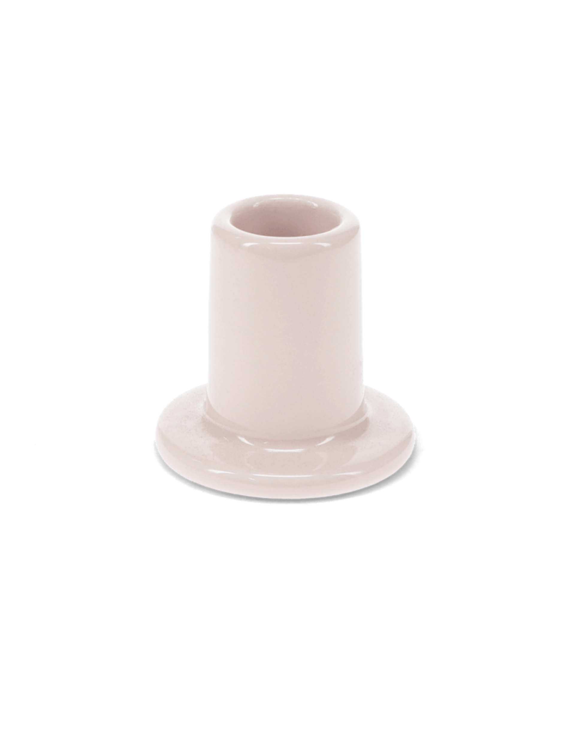 Taupe ceramic candle holder, shown on a white background.
