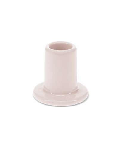Taupe ceramic candle holder, shown on a white background.