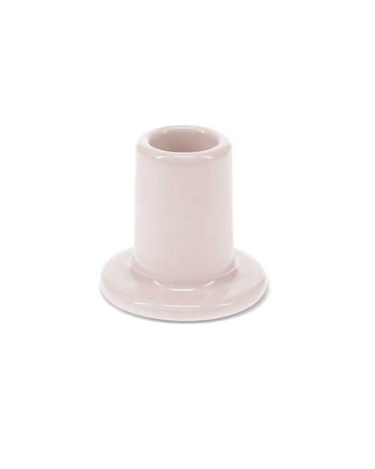 Taupe ceramic candle holder, shown on a white background.