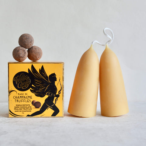 Beeswax Candles and Chocolate Truffle Gift Box