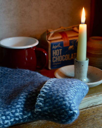 Wool Hot Water Bottle - Blue Slate Windmill