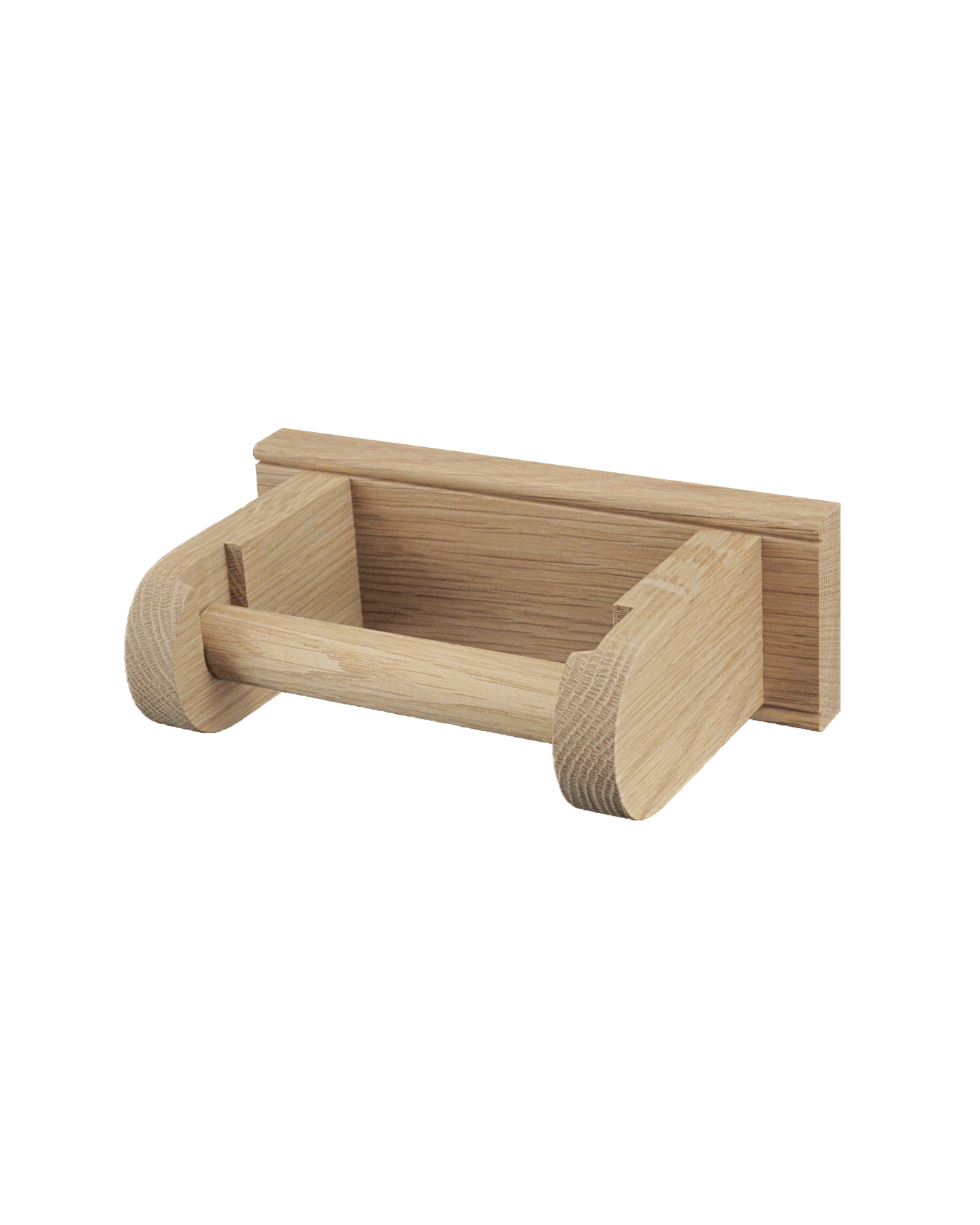 A solid oak toilet roll, cutout on a white background