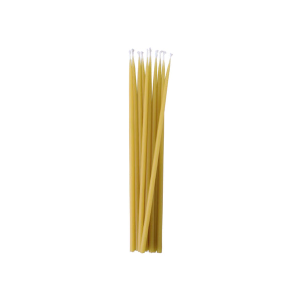 Birthday or celebration beeswax candles, on a white background.