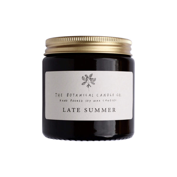 Late Summer scented soy wax candle by The Botanical Candle Co.